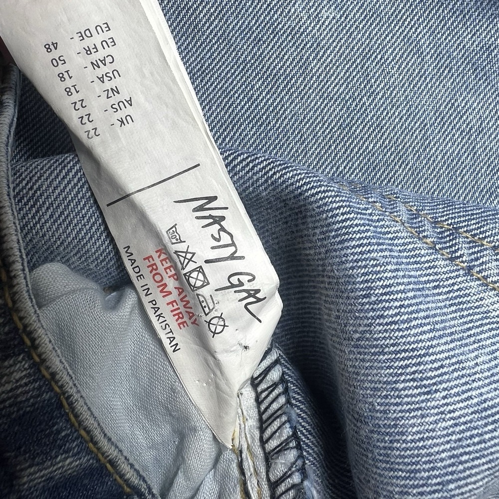 Nasty Gal Plus Size Light Wash Denim Jeans Size UK 22 US 18 100% Cotton Distress - Picture 9 of 10